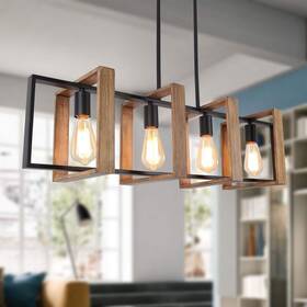9mmml 782905247420 35.4 Inch Kitchen Island Lighting 4 - Light Dining Room Farmhouse Chandelier Blac