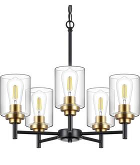 Ma8009p5gdbk 9mmml New 9mml 5 Light Farmhouse Chandelier Modern Lighting Fixture Black Gold