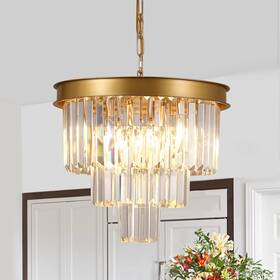 Dh88318-400 A Axilixi Gold Crystal Chandeliers 16 Inch Modern Ceiling Pendant Light Fixture For