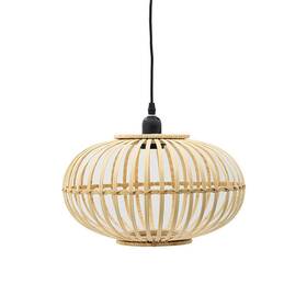 48712 A&b Home D--48712 Scratch And Dent Mid-century Modern Style Squatty Round Bamboo Wooden Pendant Lamp