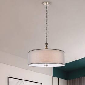 22302 A1a9 778992591904 Modern 4-light Drum Pendant Light Fixture 22ftft Nickel Fabric Shade