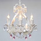 A7-wht-cl-326-4-pinkhrts Gallery Girls Bedroom Chandelier 804879431084