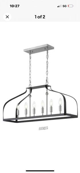 Abner Mill 785247245154 6-light Brushed Nickel Chandelier With Matte Black Accents New