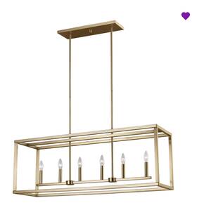 X012p-8agb Acaner 6 Light Geometric Modern Farmhouse Chandelier. Satin Brass Led Dimmable