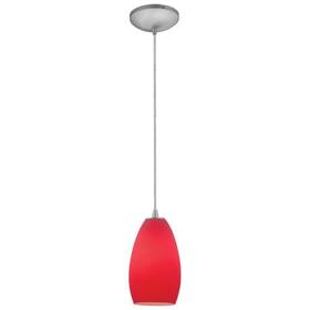 28012-1c-bs Access Lighting 28012-1c-bs/red Champagne 1-light Brushed Steel Shaded Pendant Light With Glass