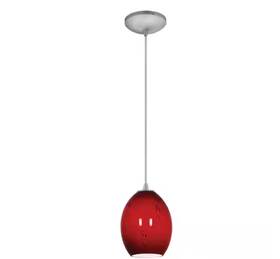 Access Lighting 641594165005 Brandy Firebird 1-light Brushed Steel Shaded Pendant Light With Glass Shade