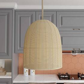 Acroma 761241662579 1-light Farmhouse Rattan Kitchen Island Pendant - N/a