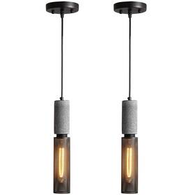 Adct003 Adcthome Concrete Linear Pendant Light With A Metal Mesh Shademodern Industrial Hanging C