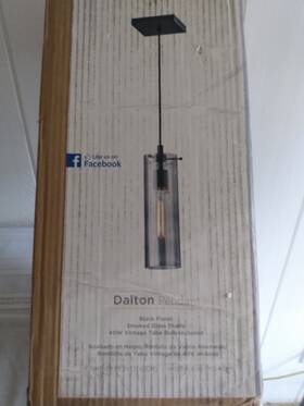 3851-21 Adesso Dalton 1-light Black Finish Smoke Glass Pendant Tube Shade Hanging Light