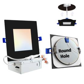 Qfhy-6in-1p-5cctblack Adetu 6 Inch Square Led Recessed Lighting Black 5cct Ultra Thin Ceiling