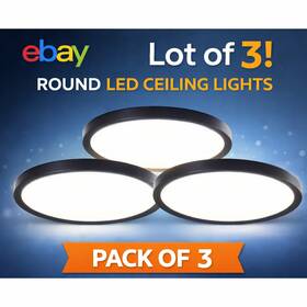 Adsensity 826200719296 3-pack 9 Inch Round Led Ceiling Light Flush Mount Modern Adjustable Temp Black