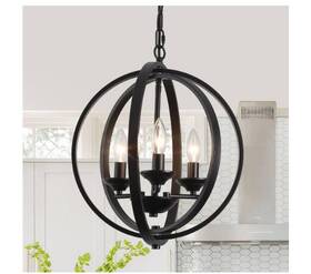 Hd-3-b-zjd00116 Adsensty 3-light Black Modern Chandelier Hanging Light For Living Dining Room