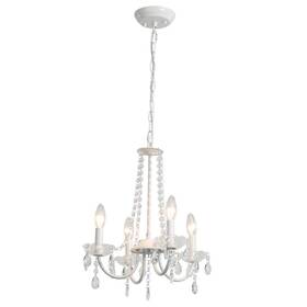 Hd-4-sw-d6016 Adsensty 4-light White Vintage Candle Style Chandelier With Crystal Accents