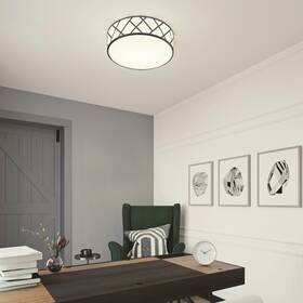 Afx 037949474203 Haven 17-inch Led Flushmount With White Acrylic Black