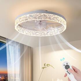 Clf215-40 Ahawill Flush Mount Ceiling Fan With Light 15.7 Inch Reversible Dimmable Noiseless Sm