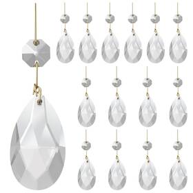 Aiskaer 4316262236 15 Pcs Clear Teardrop Crystal Chandelier Metal Hook