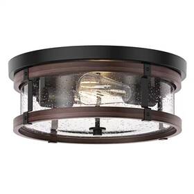 Aiwen 744110829594 Modern 13.77 Inch 2-light Black Flush Mount Industrial Close To Ceiling Light Wit