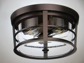 C-nw-cl22209 Aiwen 11.8 Inch 2-light Oil Rubbed Bronze Flush Mount Ceiling Light Seeded Shade
