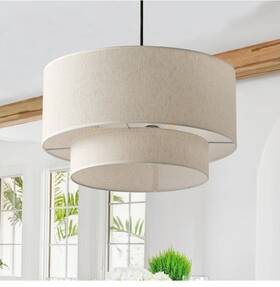 Pad-wh002 Aiwen Modern 20 Inch 3-light Drum Chandelier Hanging Lamp With 2-tier Lampshade