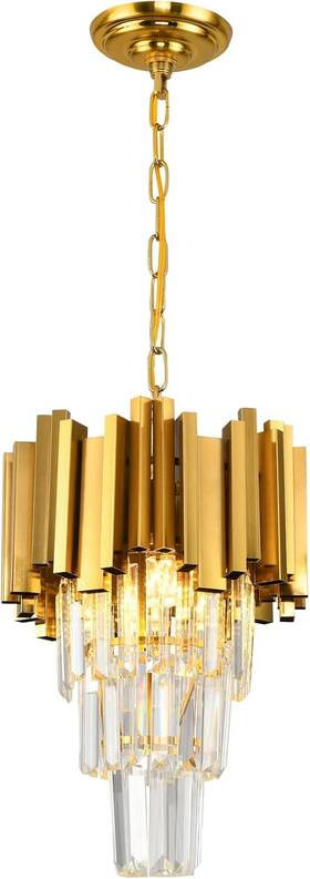 Xr300fgjs Akdxirun Gold Pendant Light Fixtures Dining Room Chandelier 3-light Modern Small Crystal