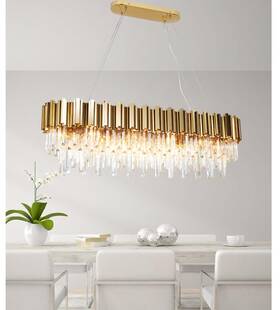 Akeelighting 768572022591 Gold Crystal Chandelier Rectangle Modern For Dining Room L