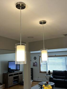 Kp-506-2p Akezon Modern Glass Pendant Light Adjustable Hanging Lighting 2 Pack Nickel