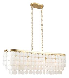 Al2608-p5l Alice House 36 Inch Capiz Shell Chandelier 5 Lights Brushed Brass Ceiling Hangi
