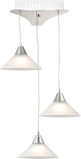 Alico 060646073295 Cono 3 Light 12 Inch Chrome With White Mini Pendant Ceiling In Opal