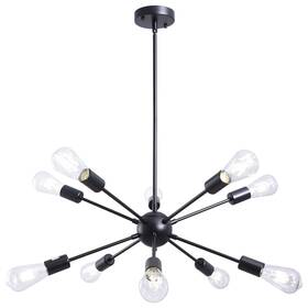 Alisadaboy 799969079683 Modern Chandelier Matte Black Sputnik Light Fixture Vintage 10-light Pendant