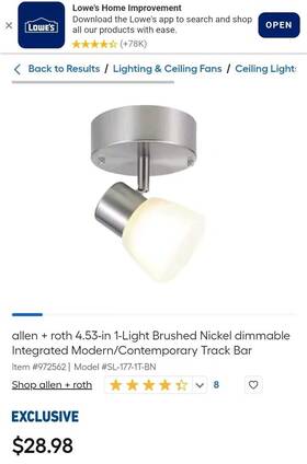 Allen Roth 022011662961 2 Brushed Nickel Dimmable Integrated Flushmount Spot Light