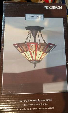 Allen Roth 0320634 Ceiling Light Fixture Oil Rubbed Bronze Stained Glass