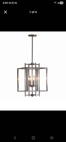 0587004 Allen Roth New 4-light Brushed Nickel Industrial Geometric Medium 10-22 Inch