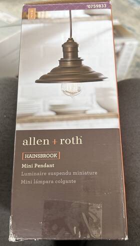 0759833 Allen Roth Hainsbrook Series Mini Pendant Aged Bronze 0759833 Allen Roth Hainsbrook Series Mini Pendant Aged Bronze