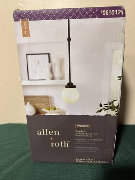 08010126 Allen Roth Webner Pendant Oil Rubbed Bronze White Glass Shade