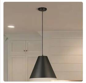 2469968 Allen Roth Adele Matte Black Canopy Shade Cone Pendant Light