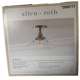 2806777 Allen Roth 280677 Barrett Series Semi Flushmount Ceiling Fixture Brushed Nickel