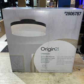 2806787 Allen Roth Origin 21 Led Round Flushmount Ceiling Fixture Matte Black Finish/frosted White