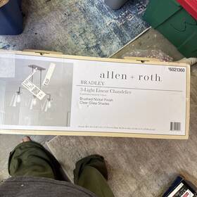 6021360 Allen Roth Bradley 3 Light Linear Chandelier New In Box Free Shipping