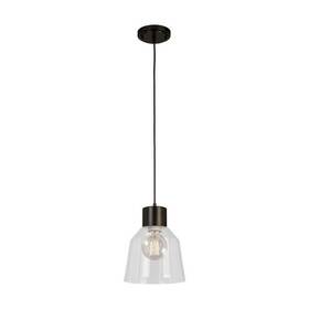 Allen Roth 725916106775 Mackenzie Black Transitional Clear Glass Mini Pendant Light