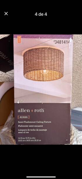 Allen Roth 725916107567 Adara Semi-flushmount Ceiling Fixture Black 13.75 Inch Brand New
