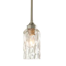 Allen Roth 848507004929 Latchbury Brush Nickel Textured Glass Cylinder Led Mini Pendant-new