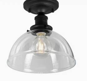 Klh8001ax-01 Allen Roth Hensley Glass Dome Light Fixture Semi Flush Mount Matte Black Cottage