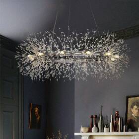 8014d100cr Aloa Decor 12-light Chrome Round Crystal Donuts Chandelier Pendant Ceiling Bulb