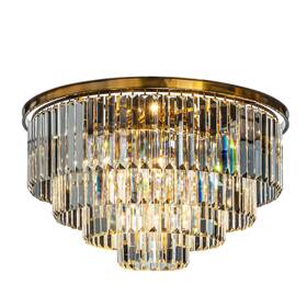 Aloadecor 790885249716 8-lights Mid-century Modern 4-tier Round Fringe Crystal Flush Mount Light - W