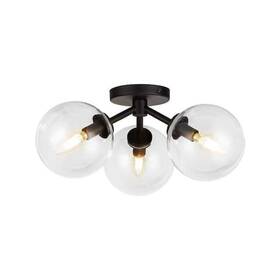 Sf549315mbcl Alora Mood Cassia 18 Inch 3-light Matte Black/clear Glass Semi-flush Mount Light