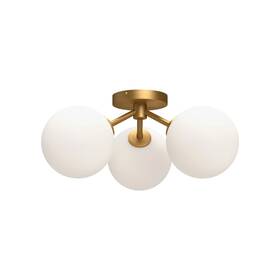 Sf549315agop Alora Cassia 3 Lights Semi Flush Mount Aged Gold/opal Matte Glass