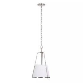 24114-000 Alsy 1-light Brushed Nickel Oversized Caged Mini Pendant With Linen Shade