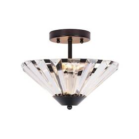 24357-001 Alsy 11 Inch 2-light Matte Black Transitional Semi-flush Mount Faceted Glass