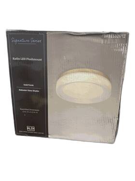 24358-000 Alsy 13 Inch 24w Brushed Gold Led Flush Mount With Alabaster Glass Shade