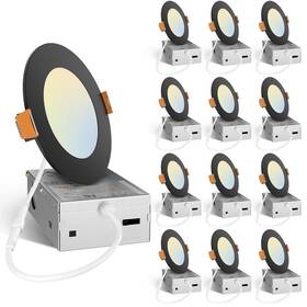 12006 Amico 12 Pack 4 Inch 5cct Ultra-thin Led Recessed Ceiling Light With J-box 2700k/30